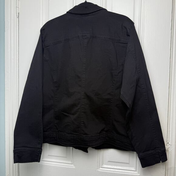 QVC Denim & Co. Perfect Flex Black/Grey Moto Jacket Womens 2X Black NWOT - Picture 6 of 9